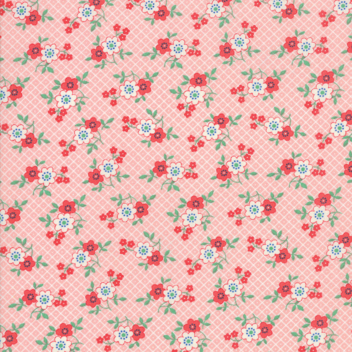30s Playtime Posey Patch - Pink ( Pink, Flowers, Prints ) cotton quilting fabric