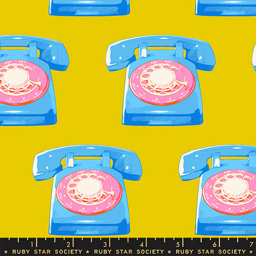 Telephones Golden Hour — Ruby Star Society Sparkle Mart Quilting Cotton by Melody Miller