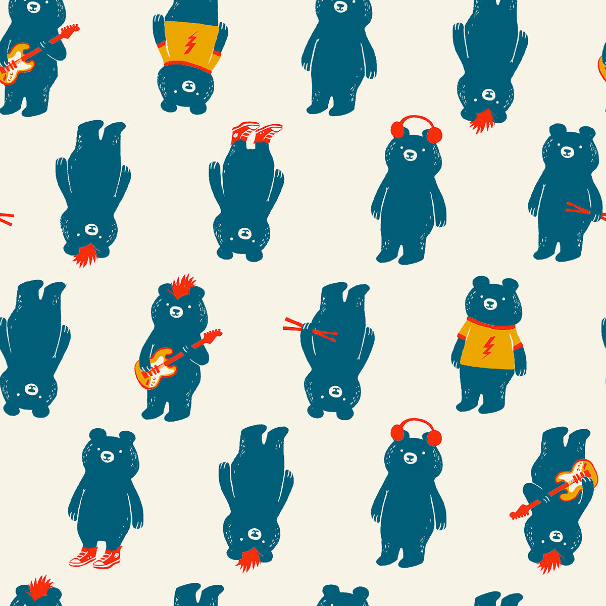 Teddy and the Bears The Band - Buttercream ( Ruby Star Society ) cotton quilting fabric