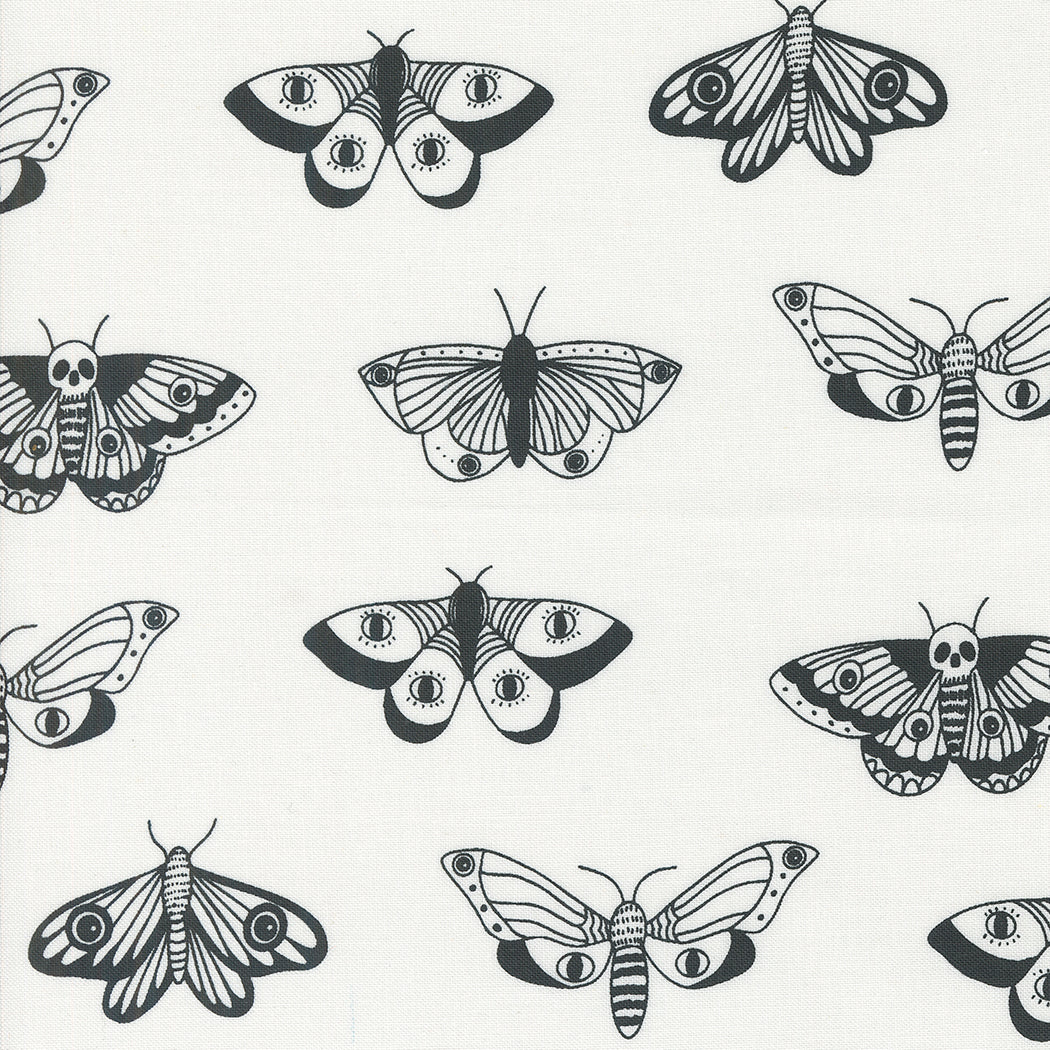 Noir Mystic Moth - Ghost ( Halloween ) cotton quilting fabric
