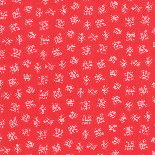Best Friends Forever Tic-Tac-Toe-Red ( Red, Prints ) cotton quilting fabric