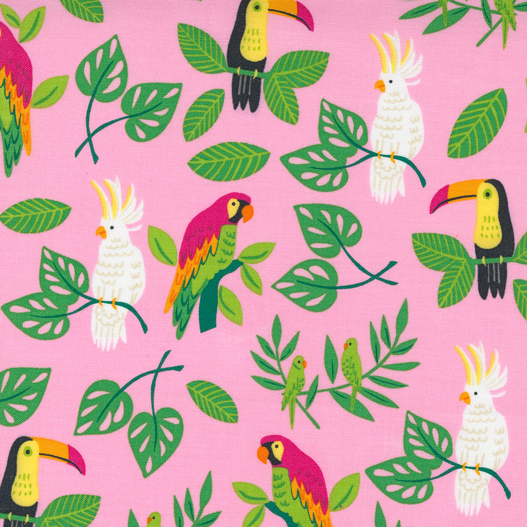 Jungle Paradise  ( PINK ) cotton quilting fabric