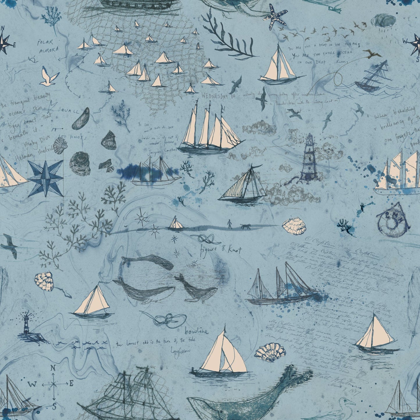 Longshore Passport - Day ( Nautical ) cotton quilting fabric