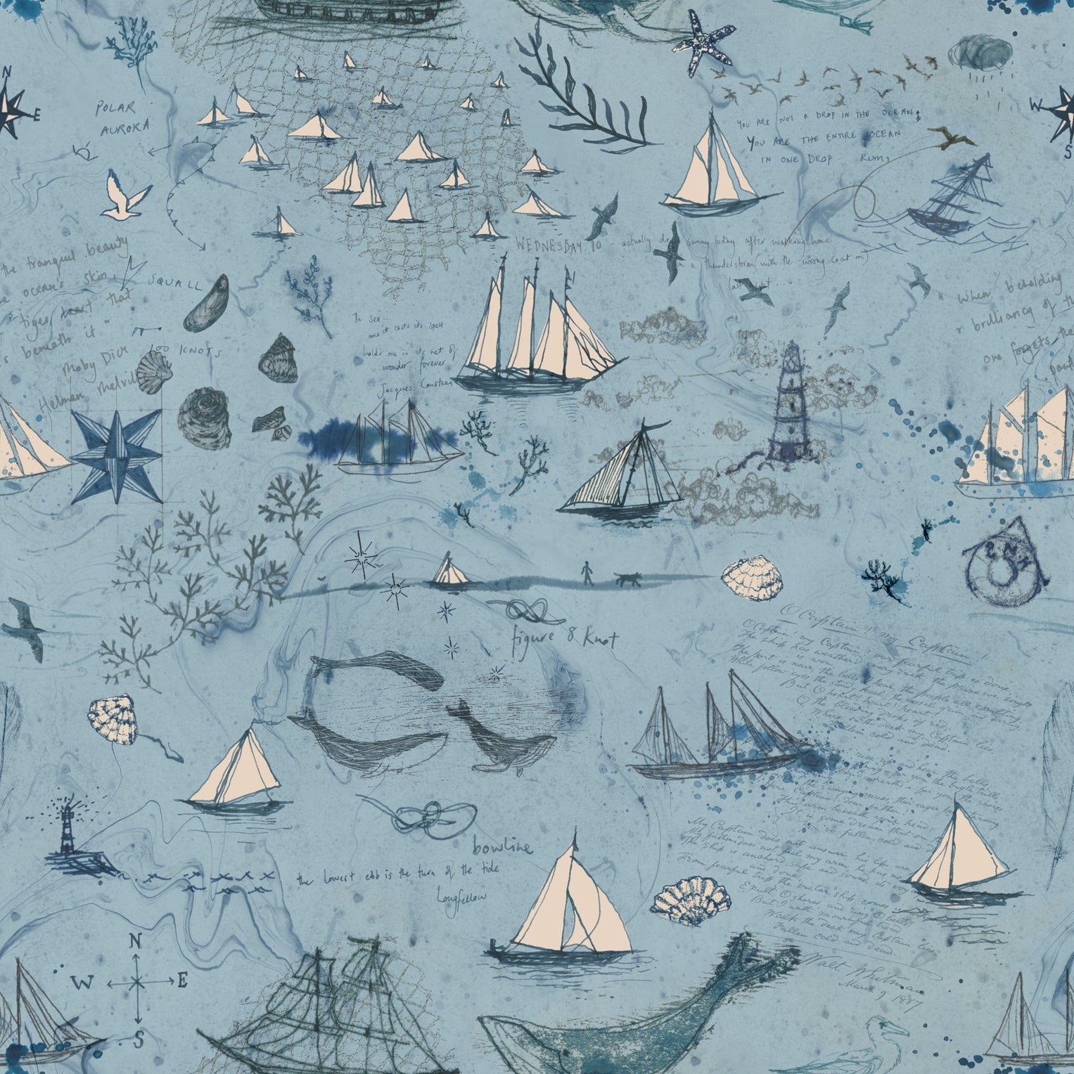 Longshore Passport - Day ( Nautical ) cotton quilting fabric