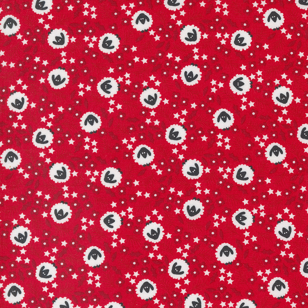 Starberry Sheep - Red ( Winter Holiday ) cotton quilting fabric