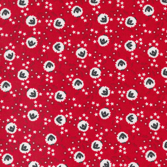 Starberry Sheep - Red ( Winter Holiday ) cotton quilting fabric