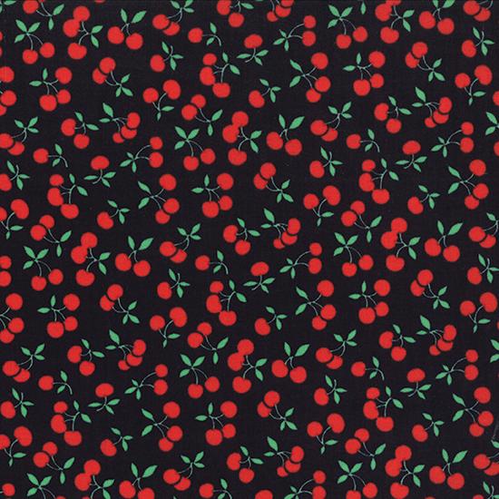 30s Playtime Cherries - Washed Black ( Cherries, Prints ) cotton quilting fabric