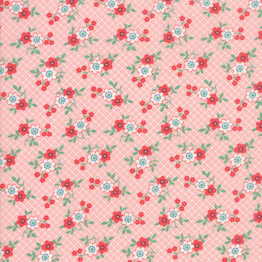 30s Playtime Posey Patch - Pink ( Pink, Flowers, Prints ) cotton quilting fabric
