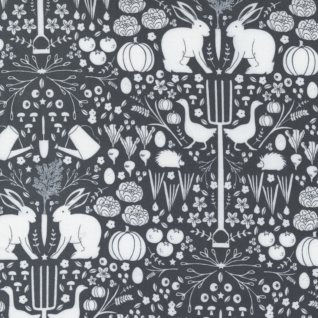Midnight in the Garden Damask - Charcoal ( Animals ) cotton quilting fabric