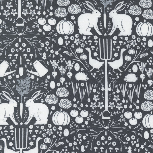 Midnight in the Garden Damask - Charcoal ( Animals ) cotton quilting fabric