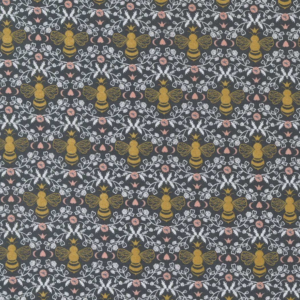 Midnight in the Garden Honeybee Toile - Charcoal (  ) cotton quilting fabric