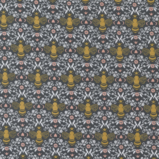 Midnight in the Garden Honeybee Toile - Charcoal (  ) cotton quilting fabric