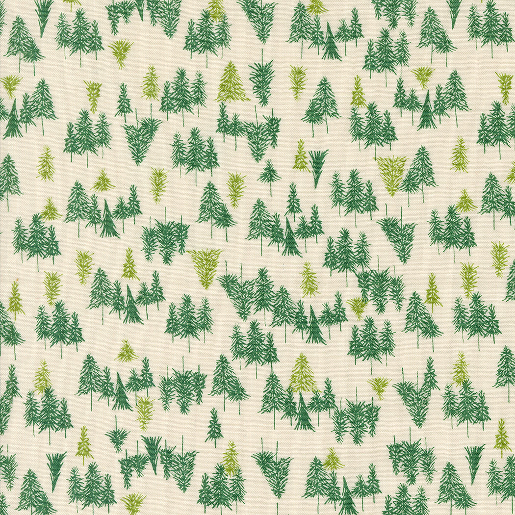 Cozy Wonderland Tree Farm - Natural ( Winter Holiday ) cotton quilting fabric