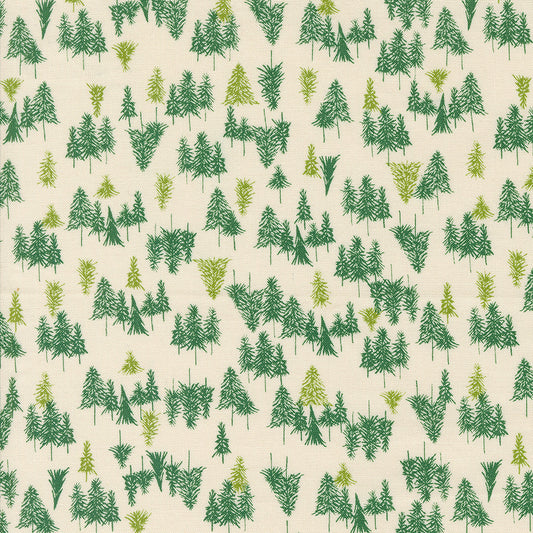 Cozy Wonderland Tree Farm - Natural ( Winter Holiday ) cotton quilting fabric