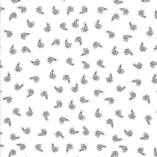 Darling Little Dickens Bees - White (  ) cotton quilting fabric