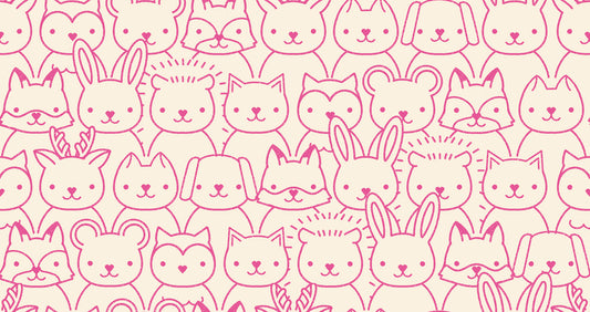 Woodland Park Sup Animals - Raspberry ( Ruby Star Society ) cotton quilting fabric