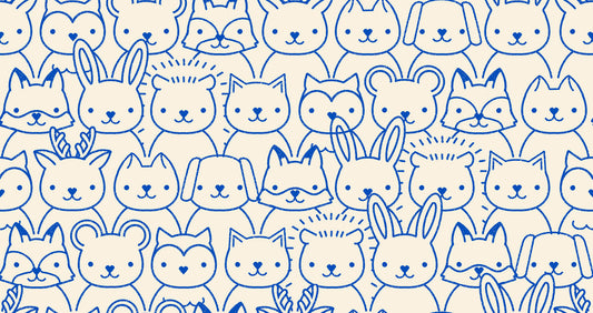 Woodland Park Sup Animals - Blue Ribbon ( Ruby Star Society ) cotton quilting fabric