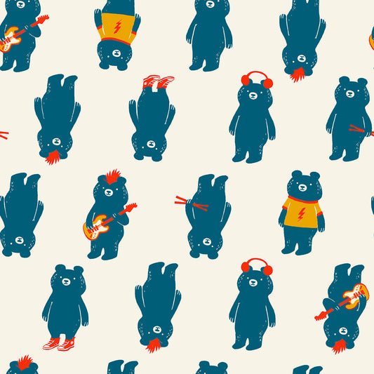 Teddy and the Bears The Band - Buttercream ( Ruby Star Society ) cotton quilting fabric