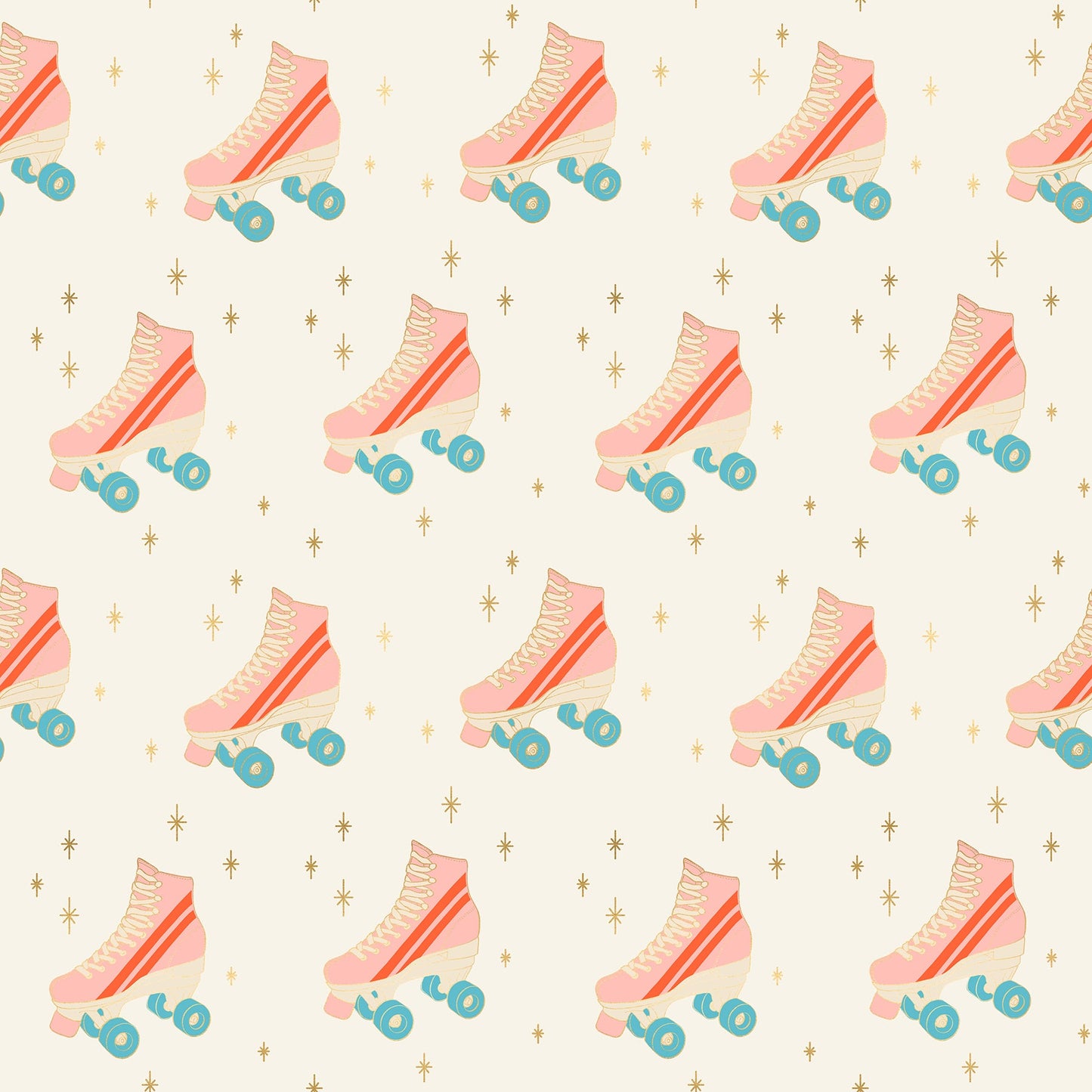 Darlings 2 Rollerskates - Buttercream - Metallic ( Ruby Star Society ) cotton quilting fabric