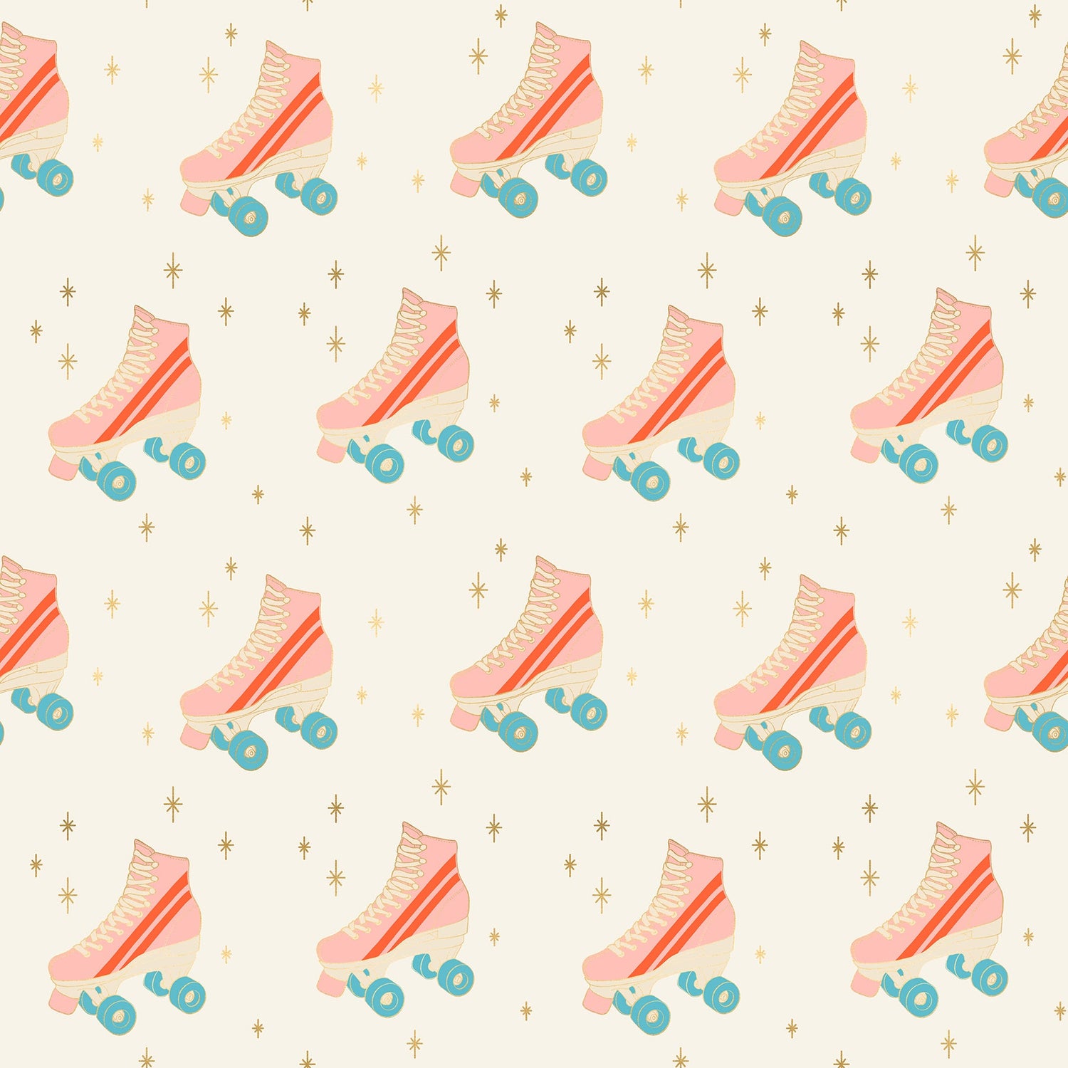 Darlings 2 Rollerskates - Buttercream - Metallic ( Ruby Star Society ) cotton quilting fabric