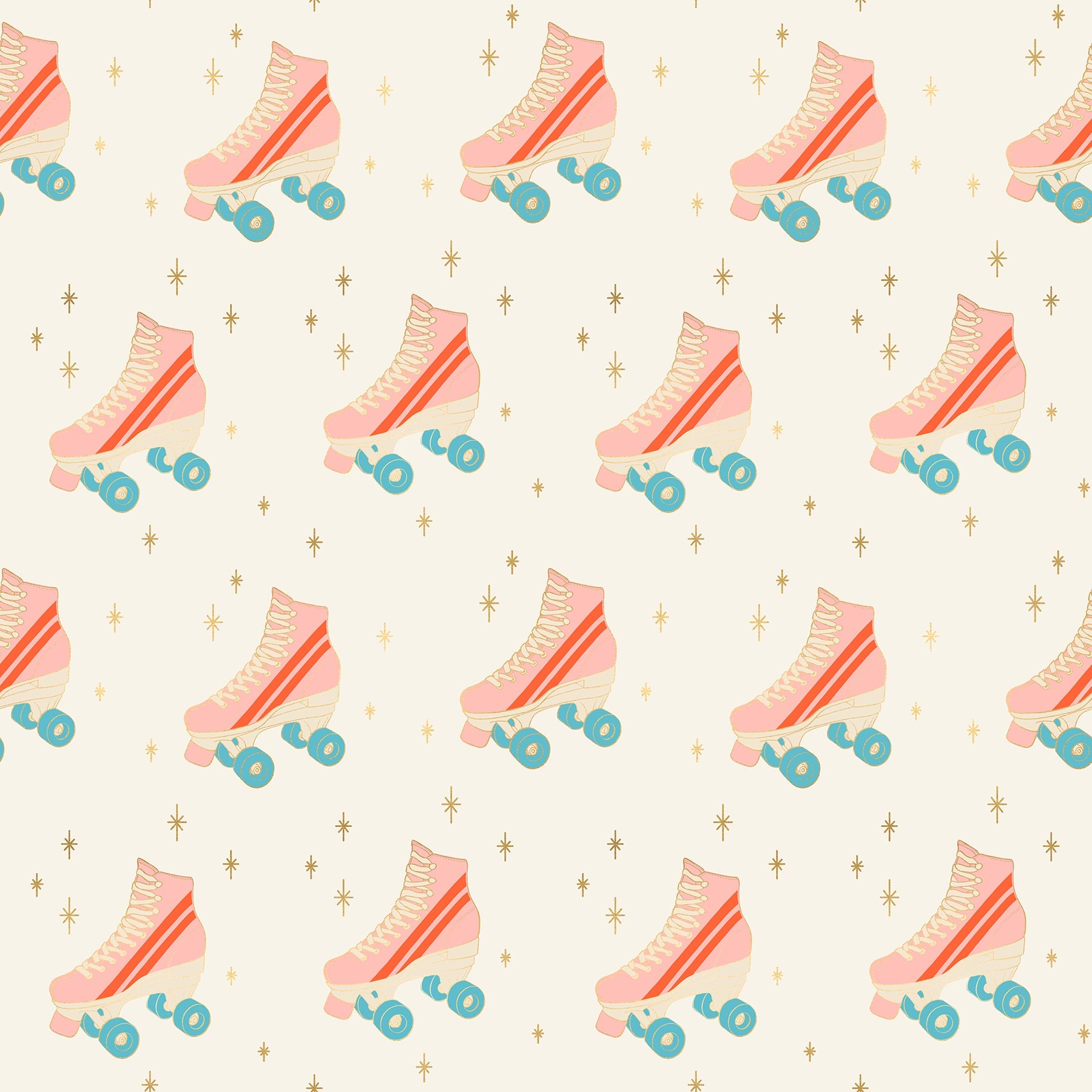 Darlings 2 Rollerskates - Buttercream - Metallic ( Ruby Star Society ) cotton quilting fabric