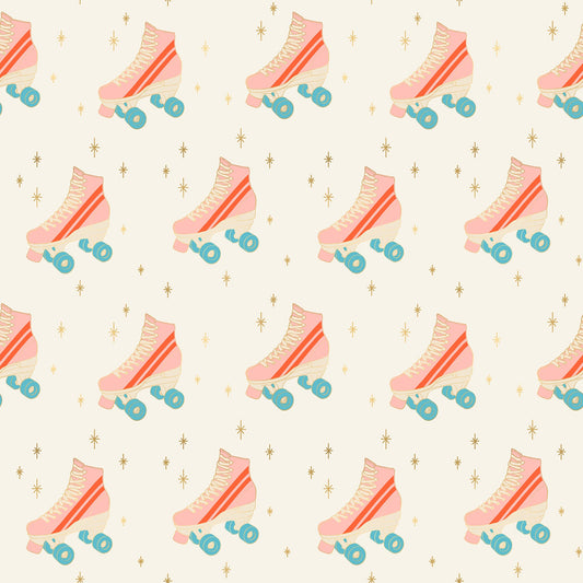 Darlings 2 Rollerskates - Buttercream - Metallic ( Ruby Star Society ) cotton quilting fabric