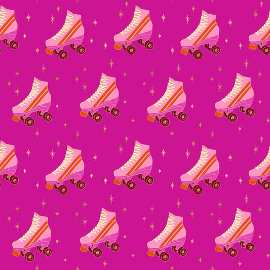 Darlings 2 Rollerskates - Berry - Metallic ( Ruby Star Society ) cotton quilting fabric