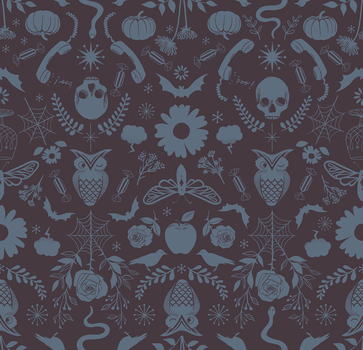 Good Spirits Creepy Damask - Caviar ( Ruby Star Society, Halloween ) cotton quilting fabric