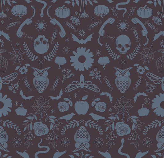 Good Spirits Creepy Damask - Caviar ( Ruby Star Society, Halloween ) cotton quilting fabric