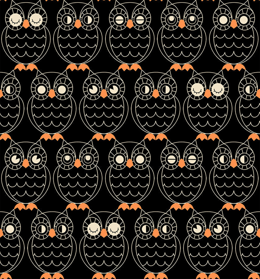 Good Spirits Hoos There - Black ( Ruby Star Society, Halloween ) cotton quilting fabric