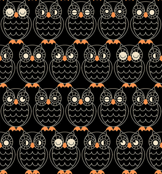 Good Spirits Hoos There - Black ( Ruby Star Society, Halloween ) cotton quilting fabric