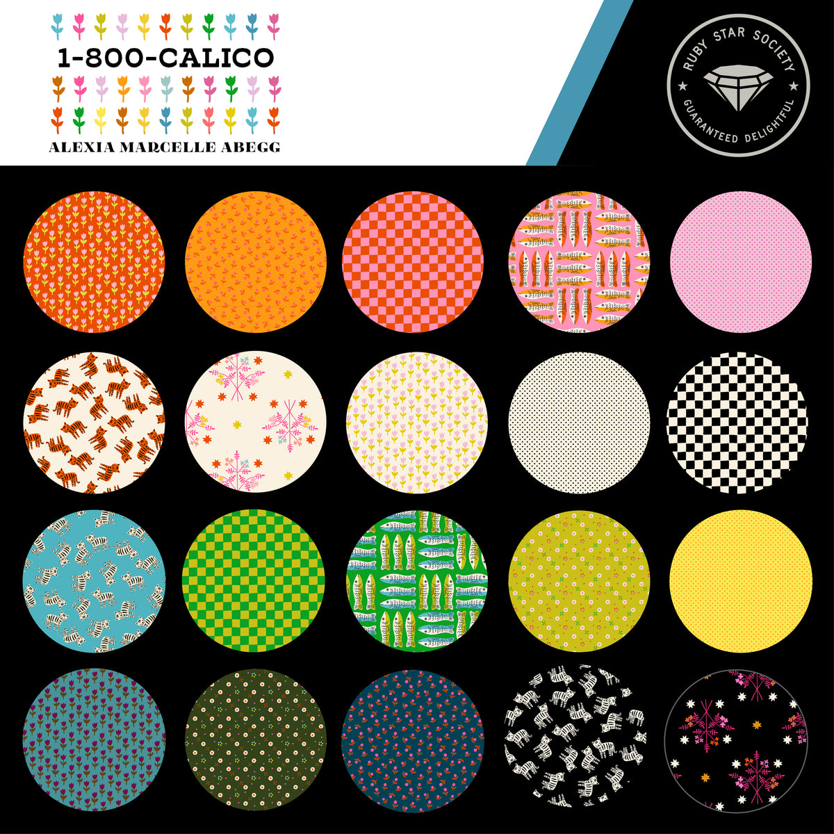 1-800-Calico Fat Quarter Bundle, Ruby Star Society by Alexia Abegg