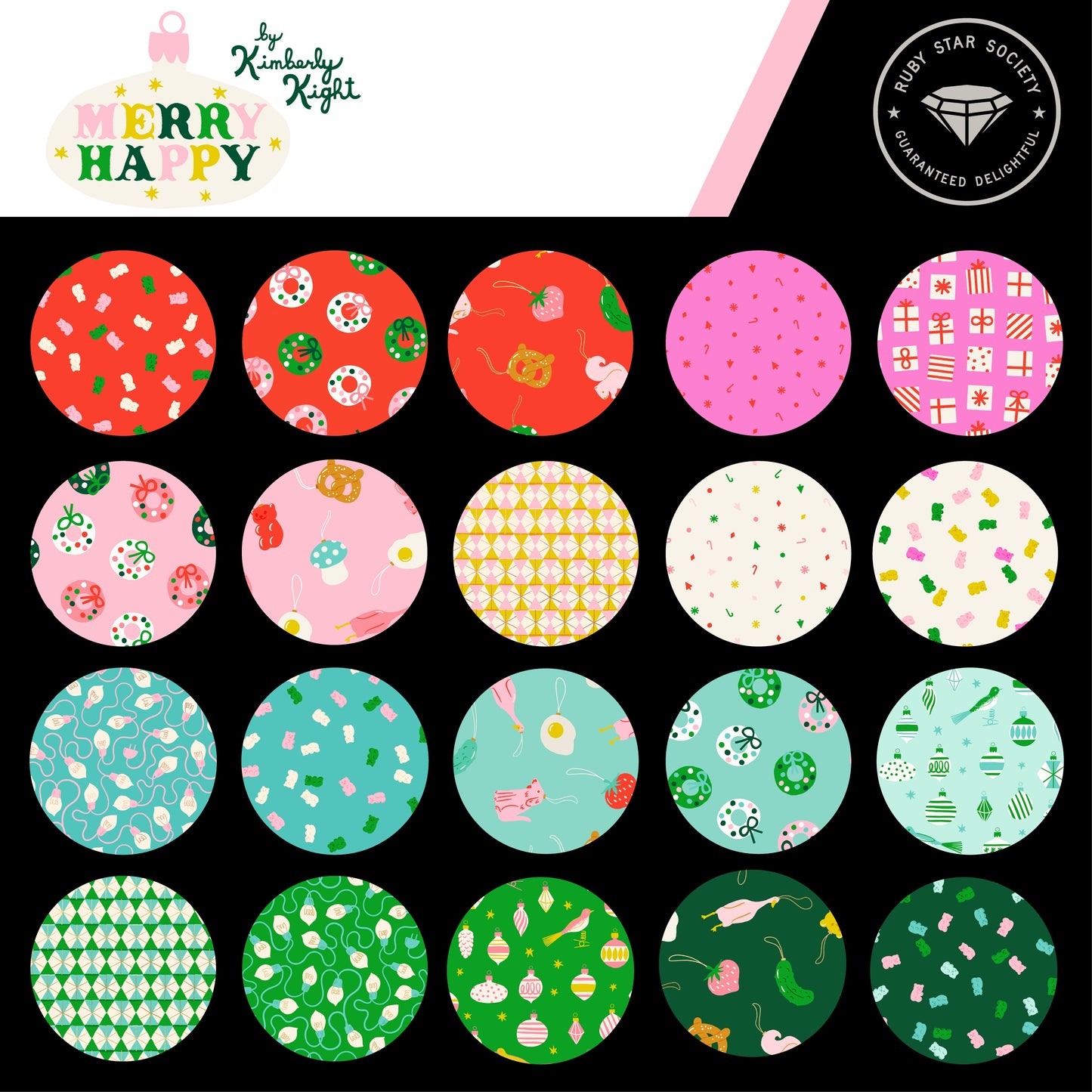 Ruby Star Society Merry Happy Layer Cake | Kimberly Kight Holiday Fabric Precut