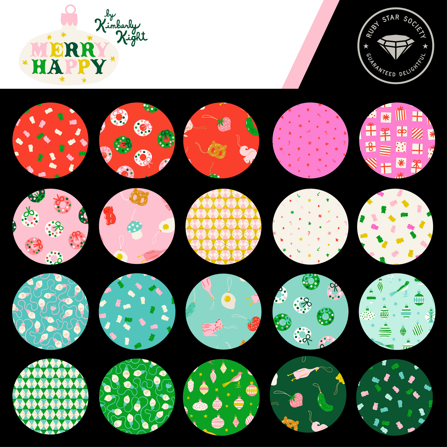 Ruby Star Society Merry Happy Jelly Roll – Kimberly Kight Precut Fabric Strips